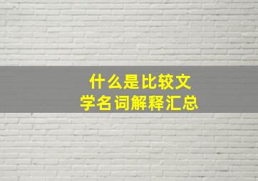 什么是比较文学名词解释汇总