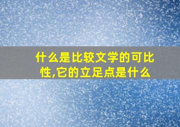 什么是比较文学的可比性,它的立足点是什么