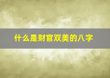 什么是财官双美的八字