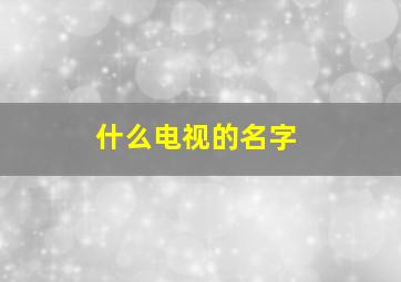 什么电视的名字