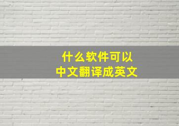 什么软件可以中文翻译成英文