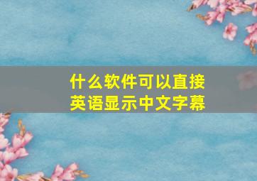 什么软件可以直接英语显示中文字幕