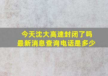 今天沈大高速封闭了吗最新消息查询电话是多少