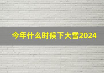 今年什么时候下大雪2024