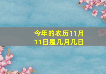 今年的农历11月11日是几月几日