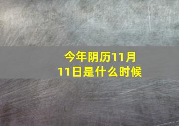 今年阴历11月11日是什么时候