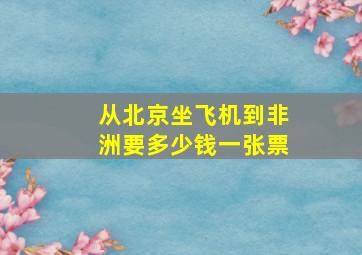 从北京坐飞机到非洲要多少钱一张票