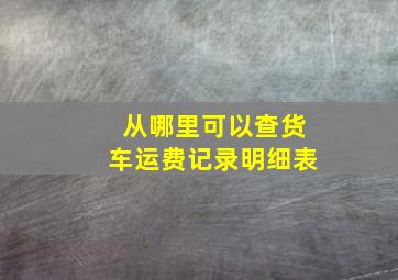 从哪里可以查货车运费记录明细表