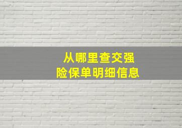 从哪里查交强险保单明细信息