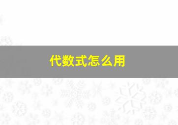 代数式怎么用