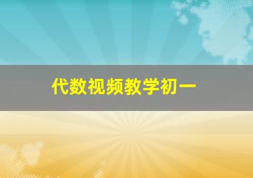 代数视频教学初一