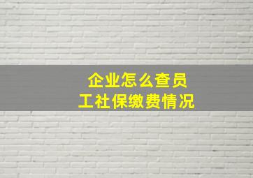 企业怎么查员工社保缴费情况