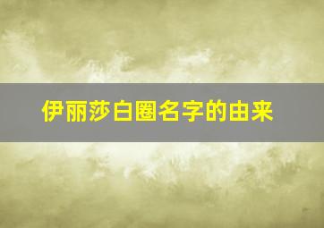 伊丽莎白圈名字的由来