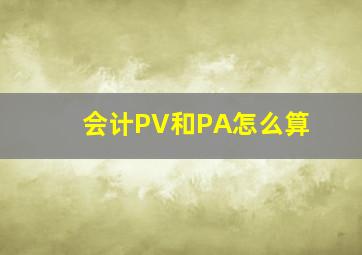 会计PV和PA怎么算