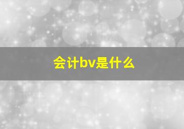 会计bv是什么