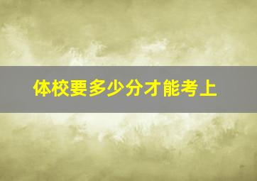 体校要多少分才能考上