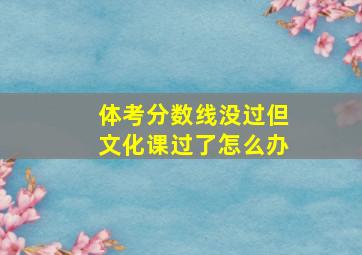 体考分数线没过但文化课过了怎么办