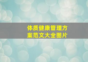 体质健康管理方案范文大全图片