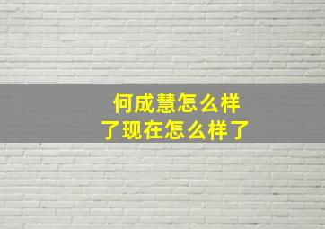 何成慧怎么样了现在怎么样了