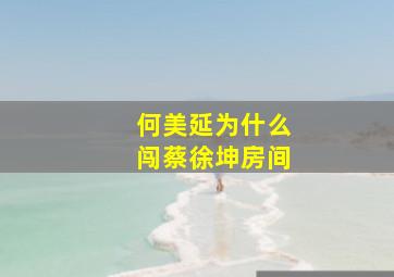 何美延为什么闯蔡徐坤房间