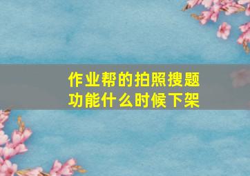 作业帮的拍照搜题功能什么时候下架