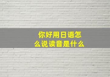 你好用日语怎么说读音是什么