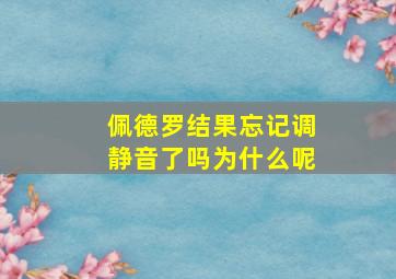 佩德罗结果忘记调静音了吗为什么呢