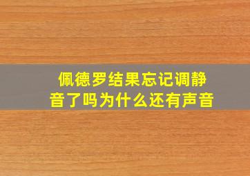 佩德罗结果忘记调静音了吗为什么还有声音