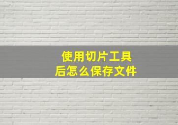 使用切片工具后怎么保存文件