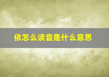 依怎么读音是什么意思