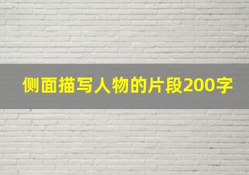 侧面描写人物的片段200字