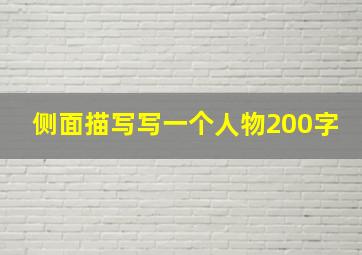 侧面描写写一个人物200字