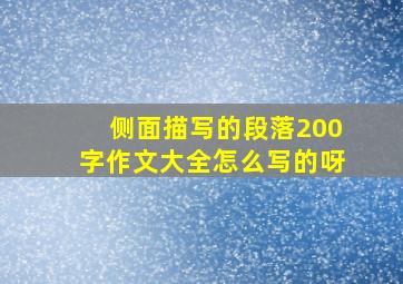 侧面描写的段落200字作文大全怎么写的呀