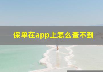 保单在app上怎么查不到