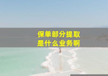 保单部分提取是什么业务啊