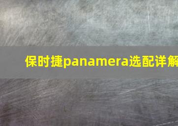 保时捷panamera选配详解