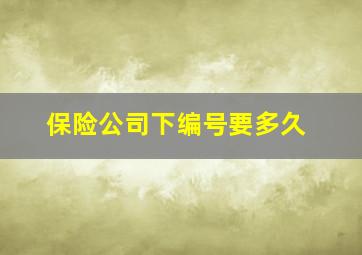 保险公司下编号要多久