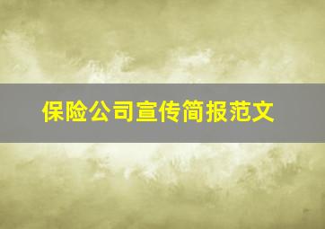 保险公司宣传简报范文