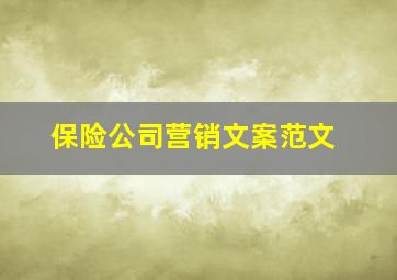 保险公司营销文案范文