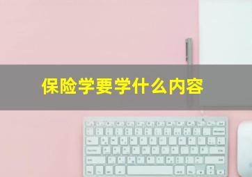 保险学要学什么内容