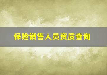 保险销售人员资质查询