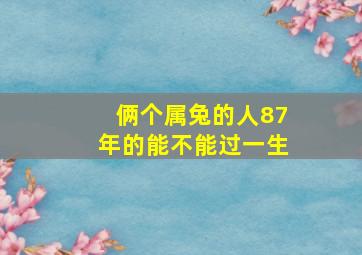 俩个属兔的人87年的能不能过一生