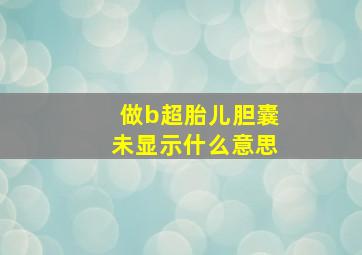 做b超胎儿胆囊未显示什么意思