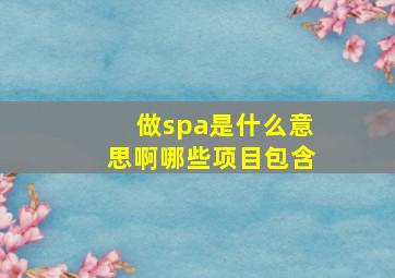 做spa是什么意思啊哪些项目包含