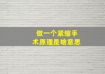 做一个紧缩手术原理是啥意思