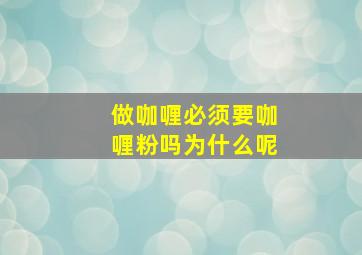 做咖喱必须要咖喱粉吗为什么呢