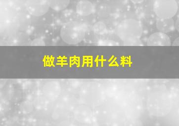 做羊肉用什么料