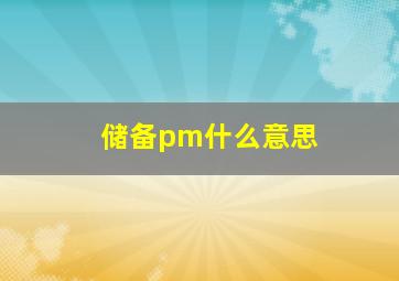 储备pm什么意思