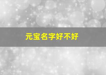 元宝名字好不好