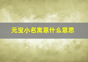 元宝小名寓意什么意思